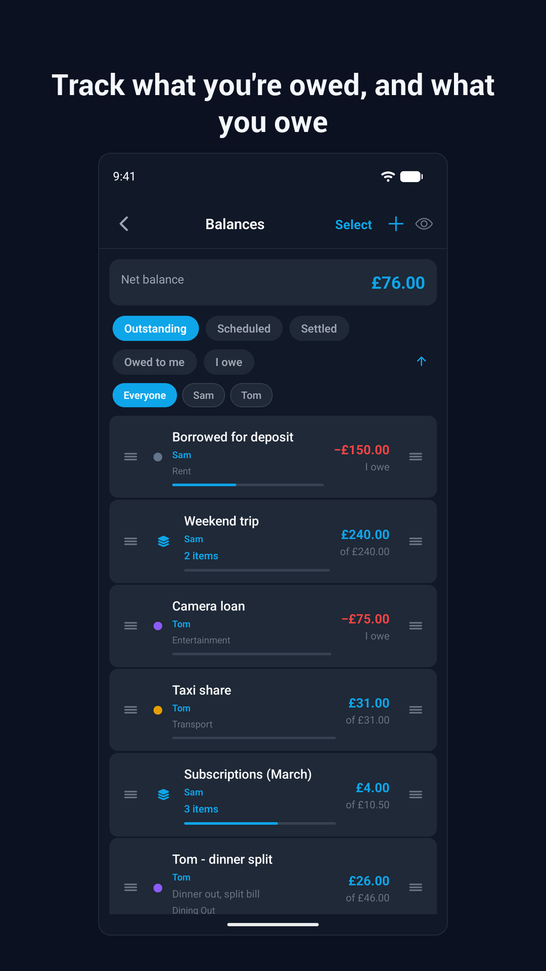 Money owed and owing